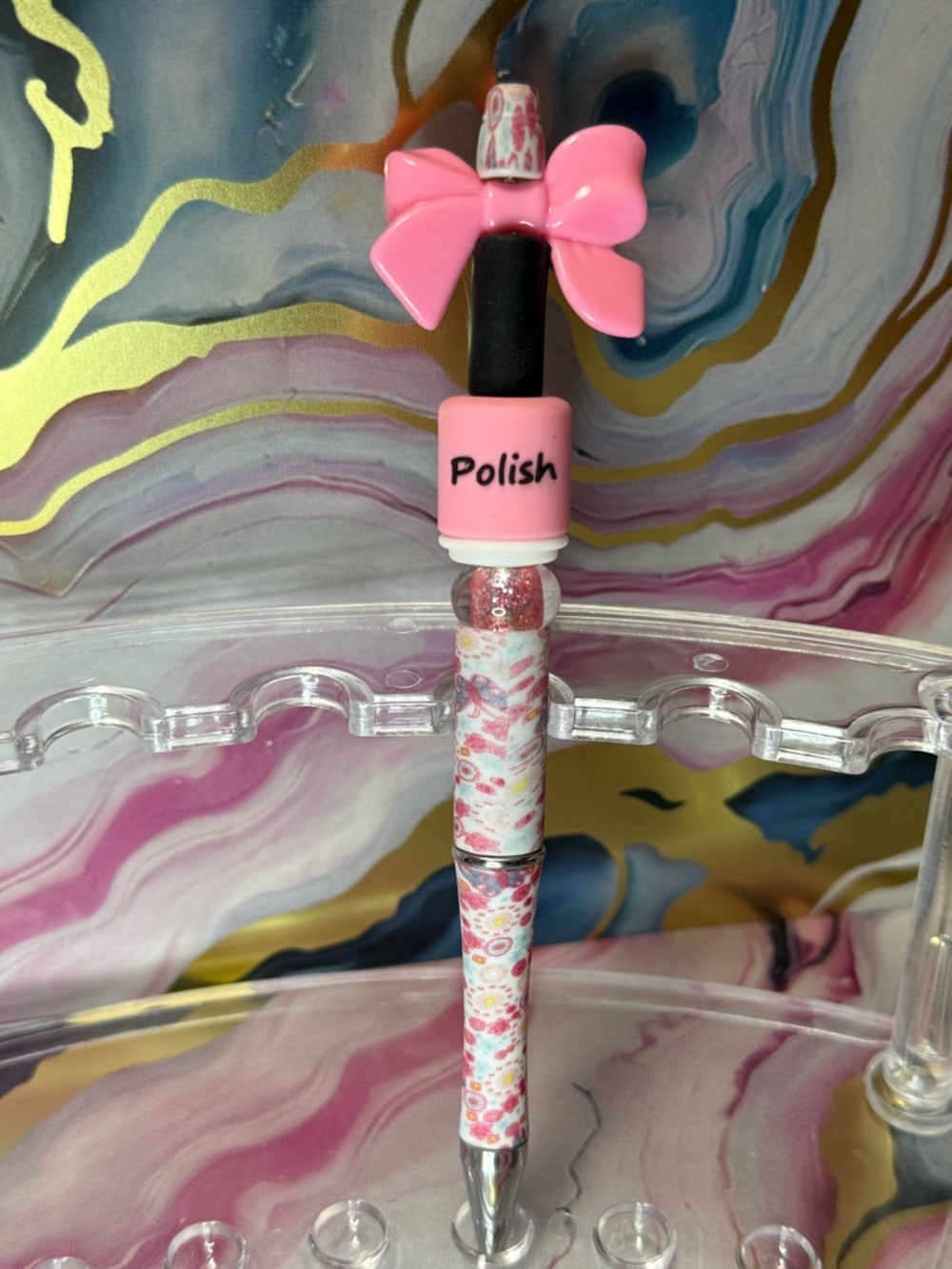 Beaded Nail Polish Themed Pen